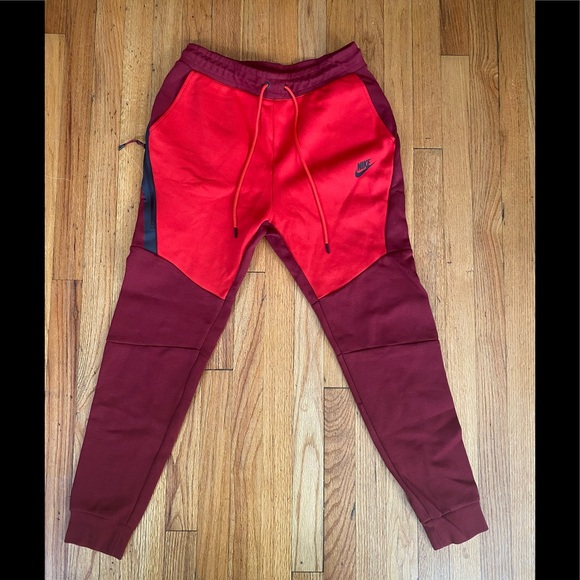 Pants | Two Tone Redburgundy Nike Tech Pants | Poshmark